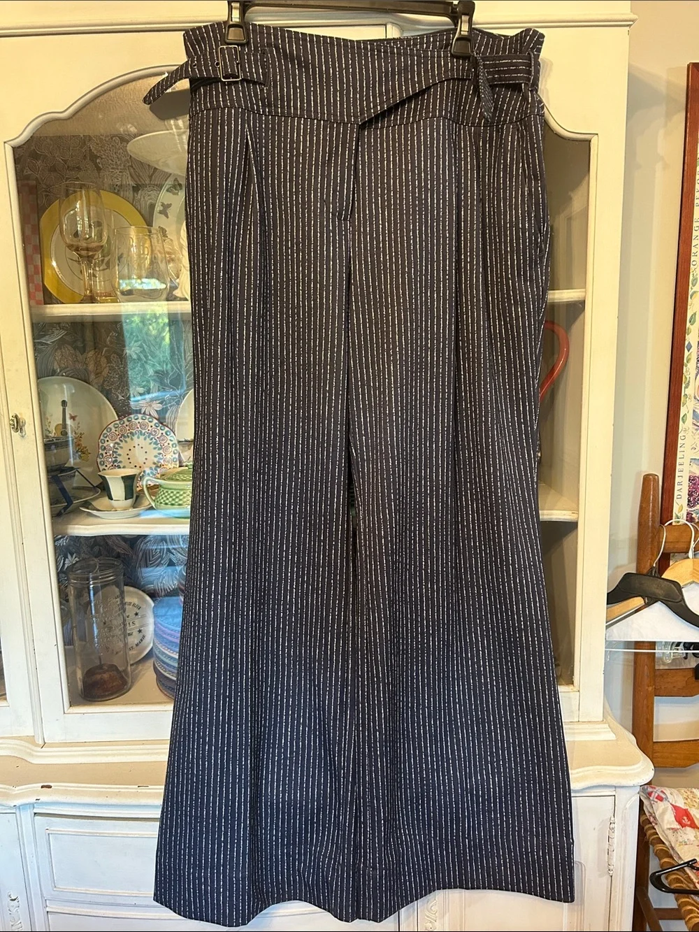 Ryegrass wide leg pinstripe trousers